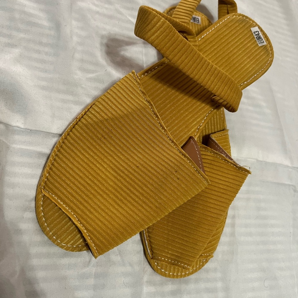 Mustard Yellow Corduroy Slide Sandals